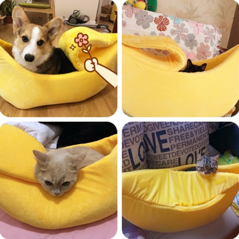 Banana Cat Bed House Warm Durable Portable Pet Basket