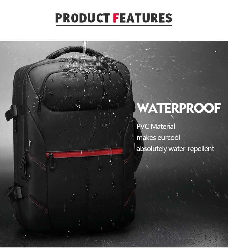 Men Travel Backpack Expandable Large Capacity USB Charging 15.6 inch Laptop Backpack Waterproof