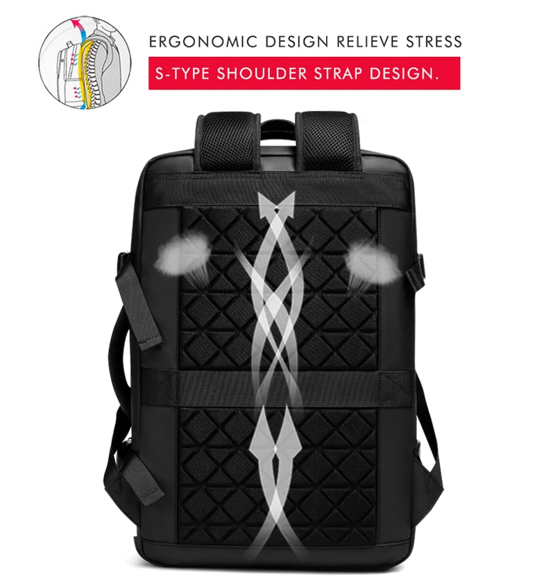 Men Travel Backpack Expandable Large Capacity USB Charging 15.6 inch Laptop Backpack Waterproof