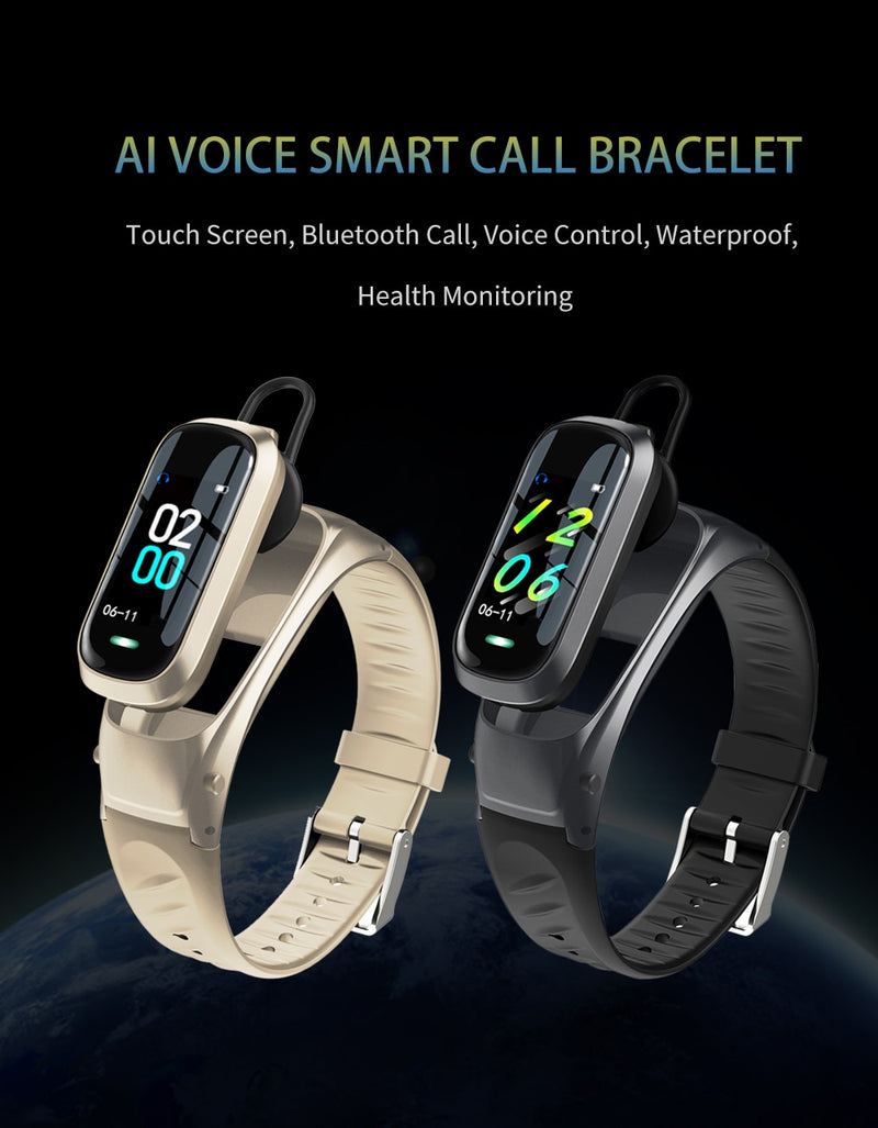 Jelly Comb Smart Watch Bluetooth Earphone 2 In 1 Bluetooth 5.0 Chip IP67 Waterproof Sport SmartWatch for IOS Android Call Dial