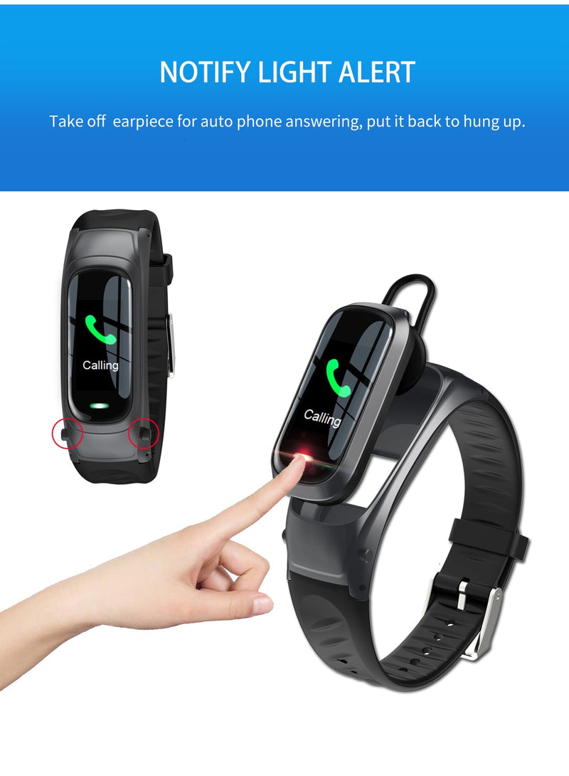 Jelly Comb Smart Watch Bluetooth Earphone 2 In 1 Bluetooth 5.0 Chip IP67 Waterproof Sport SmartWatch for IOS Android Call Dial