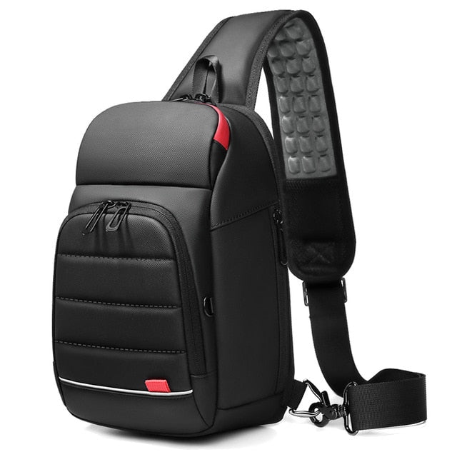 Men Chest Bag for 9.7" iPad USB Backpack Charging Short Trip Messenger Bags Water Repellent