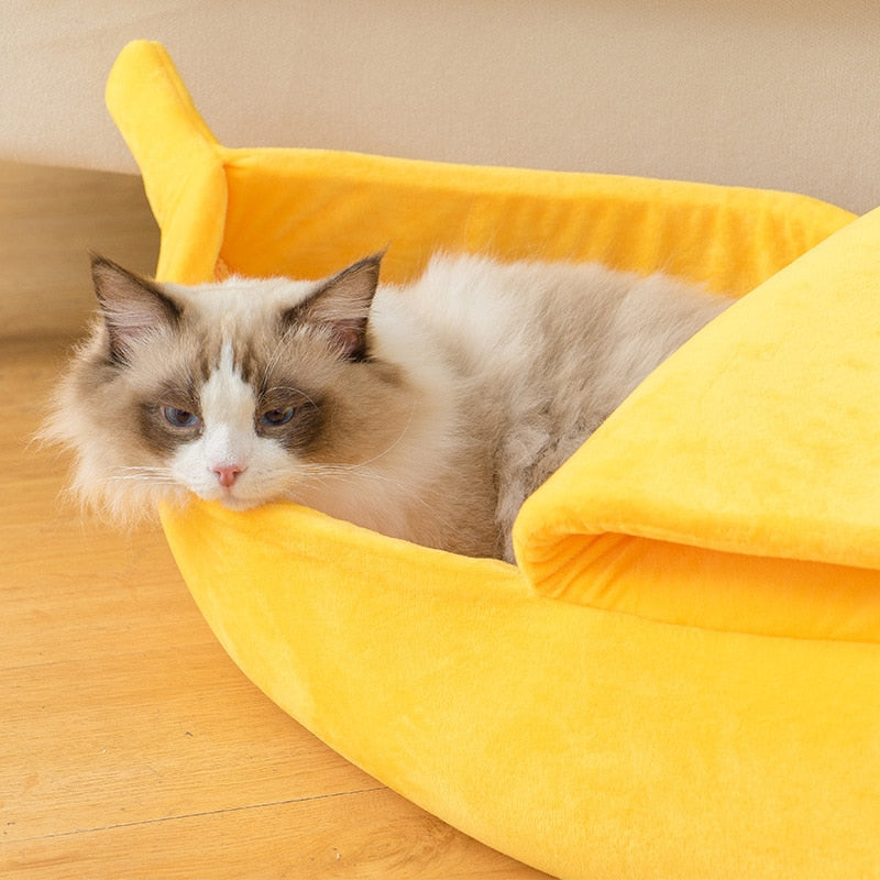 Banana Cat Bed House Warm Durable Portable Pet Basket