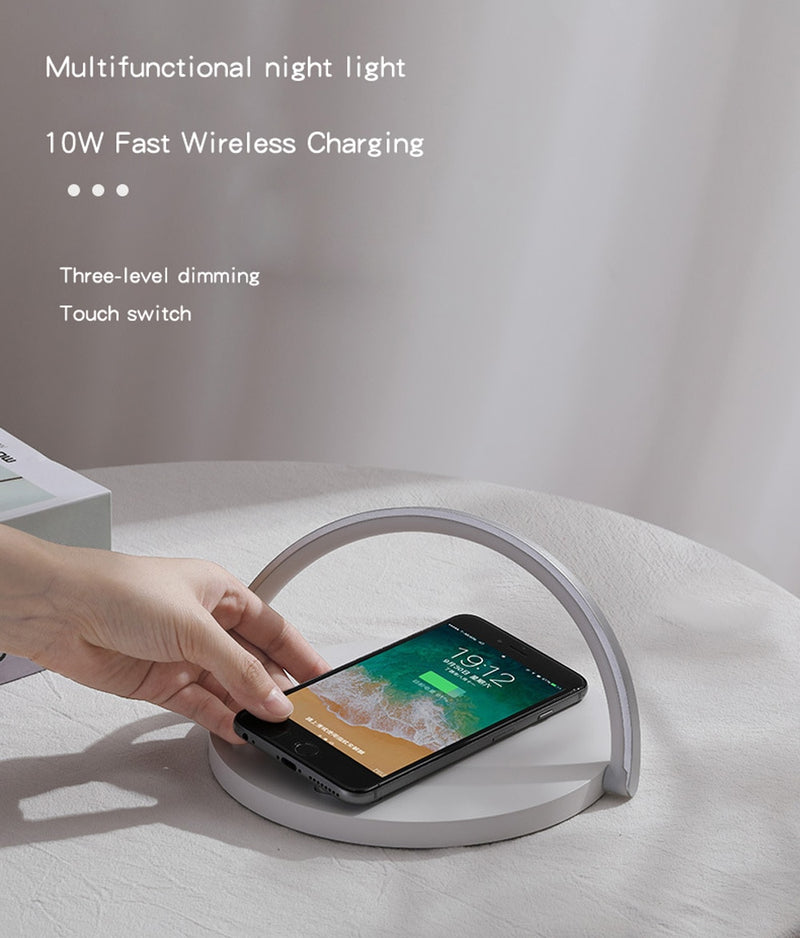 Fast Wireless Charger Table Lamp for iPhone 8Plus X XR 8 11 Pro XS Max Samsung S10 S9 7 S20 Note10 9 Charging night light Pad