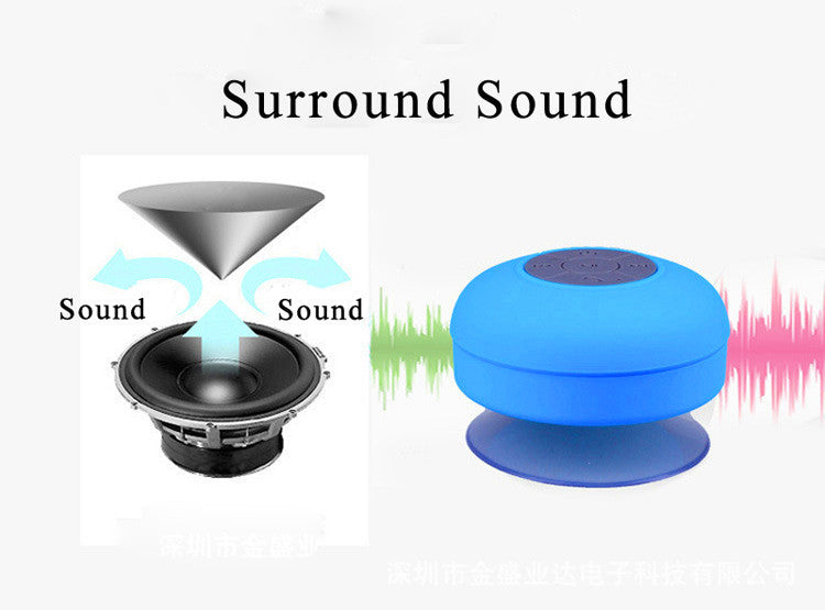 Wireless Bluetooth Speaker Waterproof Shower Speaker Handsfree Call Music Suction Mic For Phone
