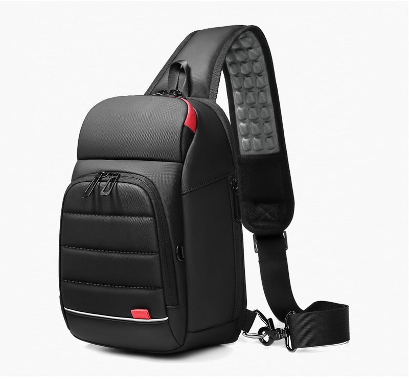 Men Chest Bag for 9.7" iPad USB Backpack Charging Short Trip Messenger Bags Water Repellent