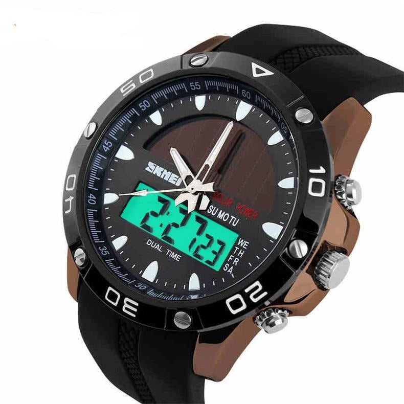 Solar Power Energy Men Sports Watch Digital Quartz