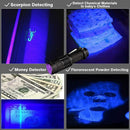 Mini Zoomable 3 Modes Scorpion UV LED Flashlight Ultraviolet Torch Money Detector Pet Urine Stains Detecto