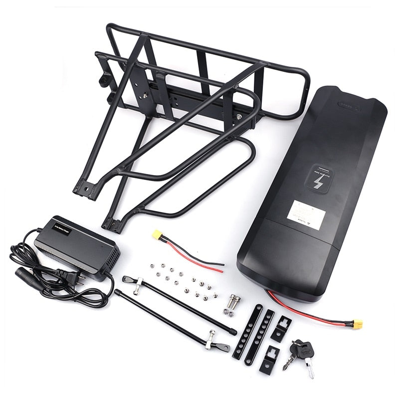 Electric Bicycle 48V 17.5Ah Rear Rack Battery Pack For eBike with Luggage Hanger Taillight USB Port US/EU/AU/UK E Bike Charger