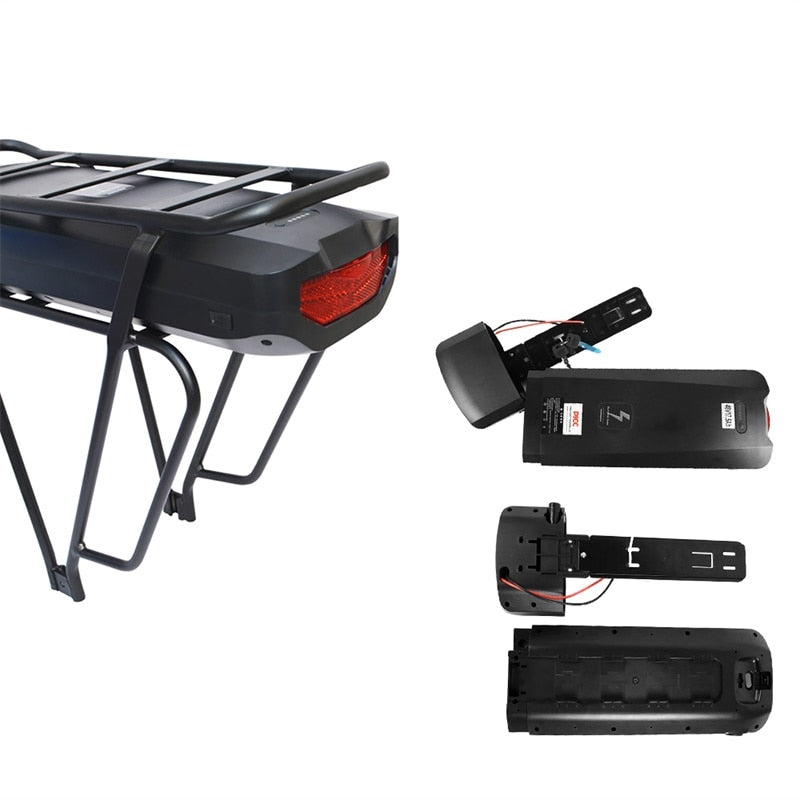 Electric Bicycle 48V 17.5Ah Rear Rack Battery Pack For eBike with Luggage Hanger Taillight USB Port US/EU/AU/UK E Bike Charger
