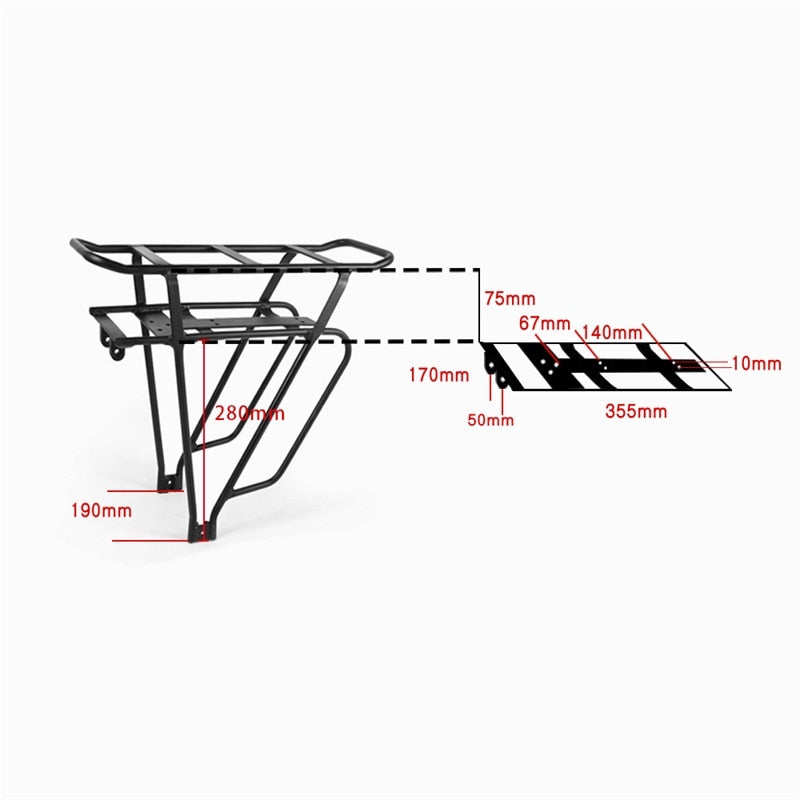 Electric Bicycle 48V 17.5Ah Rear Rack Battery Pack For eBike with Luggage Hanger Taillight USB Port US/EU/AU/UK E Bike Charger