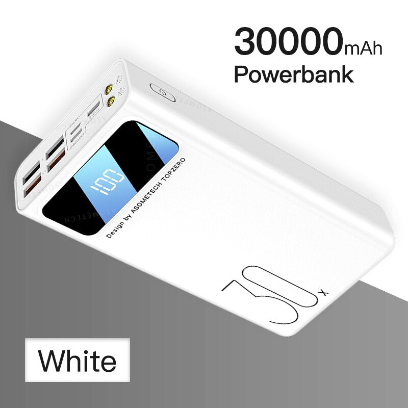 Power Bank 30000 mAh TypeC Micro USB Fast Charging Powerbank LED Display